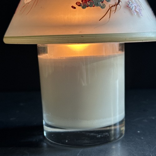 Vintage Glas Kerzenschirm handbemalt Beeren Vögel Ferienhaus Interieur & Geschenke - Bild 16 von 22