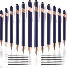 12 PCS 2 in 1 Stylus Ballpoint Pen with Stylus Tip, 1.0 Mm Black Ink Metal Pen S