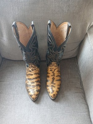 GENTLY USED DAN POST WESTERN BOOTS MENS SZ 10 D STURGIS SAND PYTHON DOUBLE SOLE