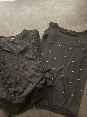 2 Shirts Langarm Schwarz Schick Gr38/M