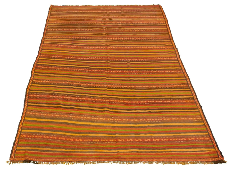 Traditional Vintage Hand Woven Carpet 5'10" x 11'0" Wool Kilim Area Rug - Image 2 of 4