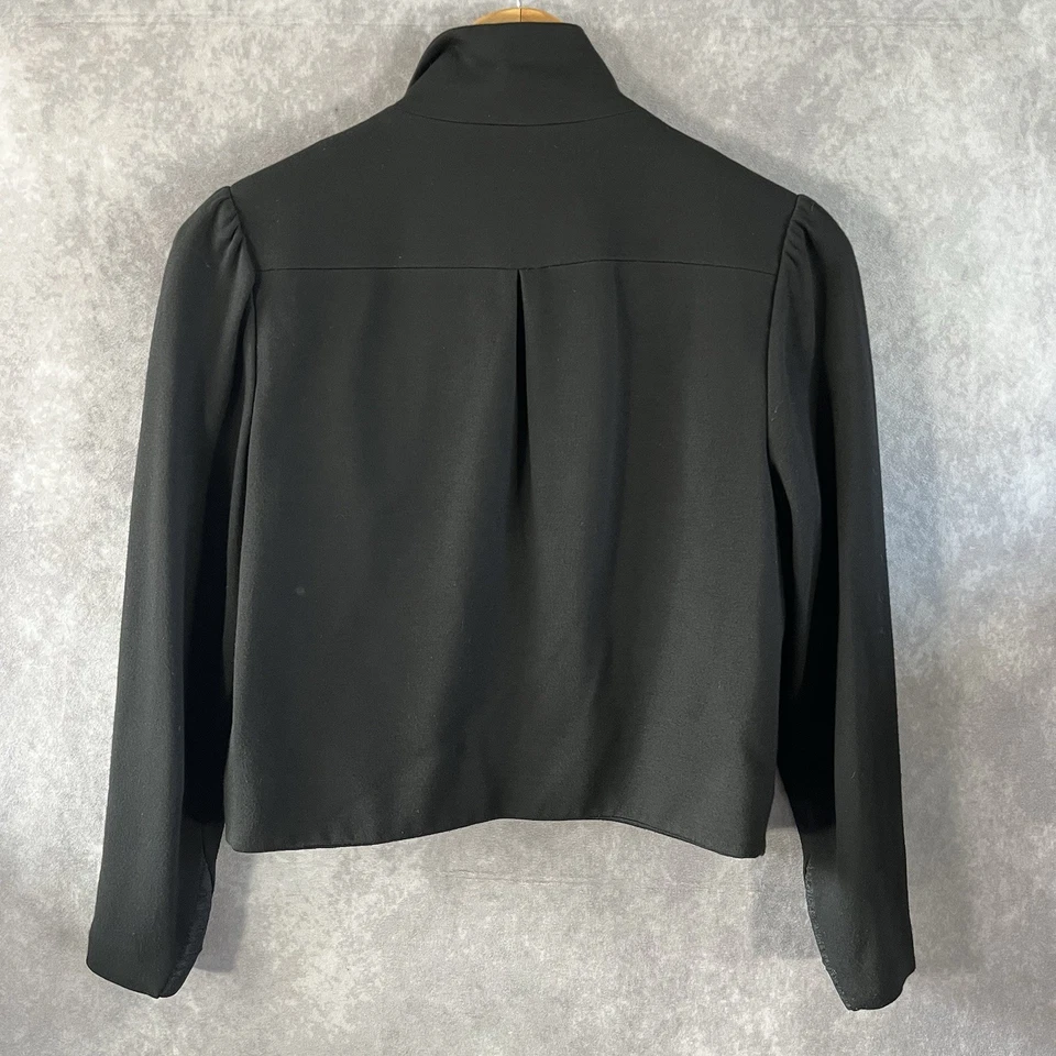 Chaqueta Alice + Olivia Mujer Mediana Negra Addison Bow Crop Blazer Empleado Preppy Foto 2 de 4