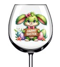 12x Happy Easter Green Bunny Rabbit Vinyl Sticker Decal Tumbler Wine Glass Mug