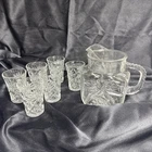 Vintage Anchor Hocking EAPC  Set 6- Juice Glasses and 40 ounce Sq. Pitcher.