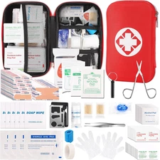 Mini Travel First Aid Kit, Emergency Kit with 201PCS First Aid Supplies and Wate