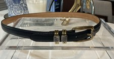 NWOT- Brighton CLASSIC Womens Belt SZ M 30 Black Leather Two Tone Buckle