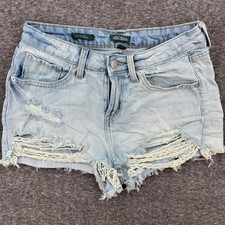 Wild Fable Womens Mid Rise Distressed Denim Shorts Light Wash Shredded Size 2