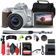Canon EOS 250D / Rebel SL3 DSLR Camera with 18-55mm Lens Silver Bundle