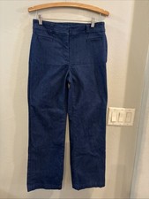 LOFT Women s The Wide Leg Dark Wash Denim Jeans Size 4 Ann Taylor Boho Stretch