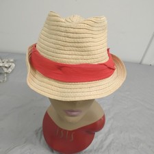 New Era Straw Fedora With Red Hat Band