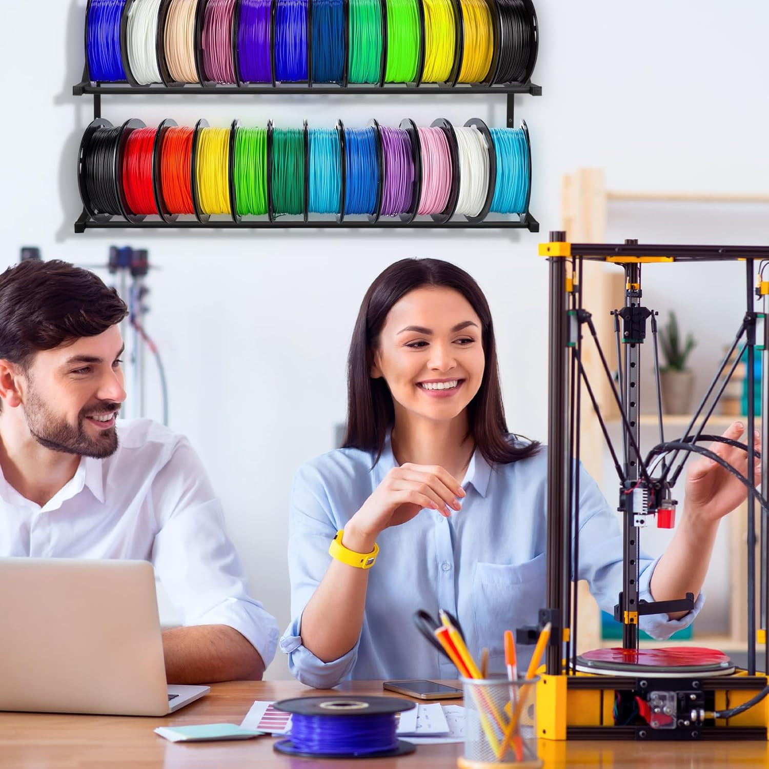 Upgrade 3D Printer Filament Storage Rack - Holds 24 Rolls, Heavy Duty Wall Brack