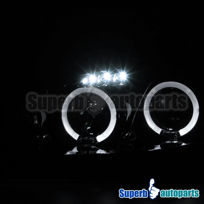 Fits 2001-05 Mazda Miata MX5 Halo Projector Headlight LED Bar Glossy Black Smoke Foto 4 de 4