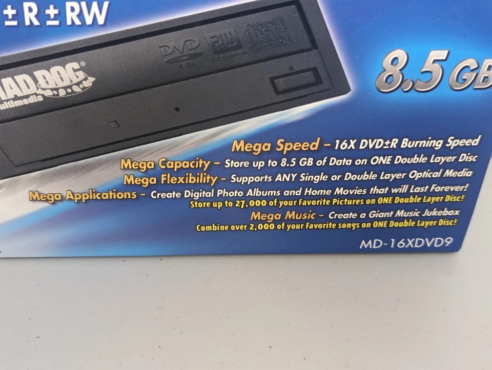 NOS Mad Dog MegaSTOR 6-In-1 DVD-RW Burner/Player MD-16XDVD9 8.5GB Sealed - Image 4 of 4