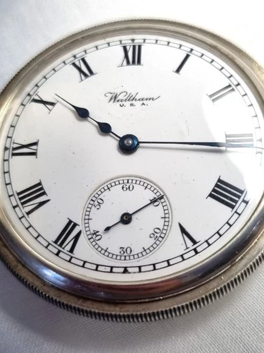 Waltham Antique Silver Pocket Watch Excellent Condition Running