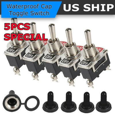 #ad 5X Toggle SWITCH ON OFF Heavy Duty 15A 250V SPST 2 Terminal Car Boat* Waterproof $6.99