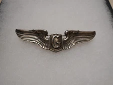 WWII ~ STERLING ~ Glider pilots wings ~ 3" ~ pin back ~ 17 grams