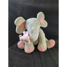 Vintage 2008 Animal Alley Toys R Us Large Pink  Gray Elephant With Baby