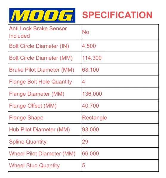 2 Front MOOG Wheel bearing Hub for 2003-2007 Nissan Murano 2004-2009 Quest - Image 3 of 4