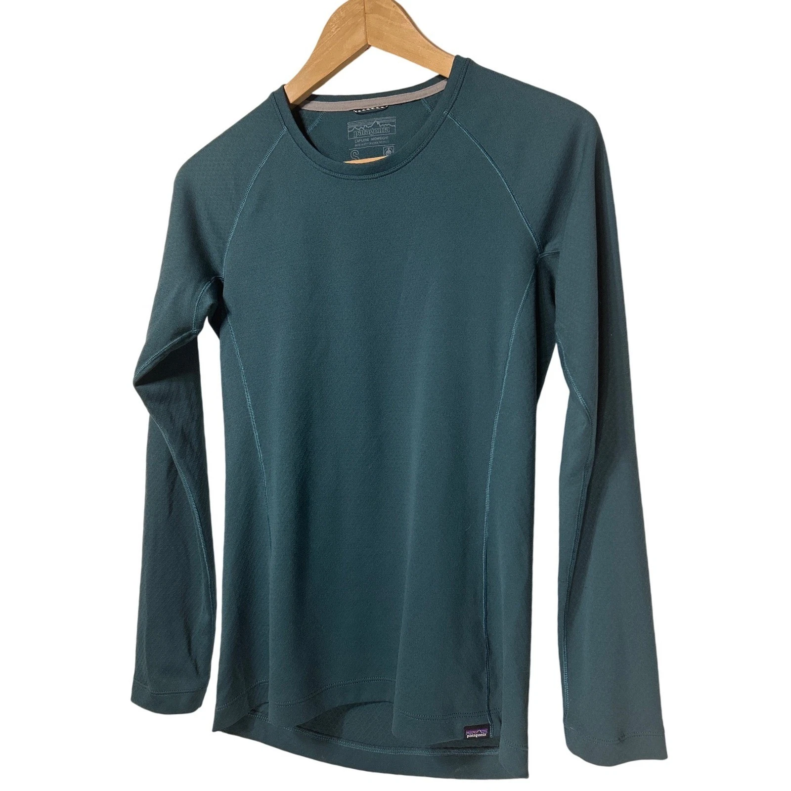 Patagonia Capilene Midweight Crew Baselayer Top Teal Green Women's Size Small