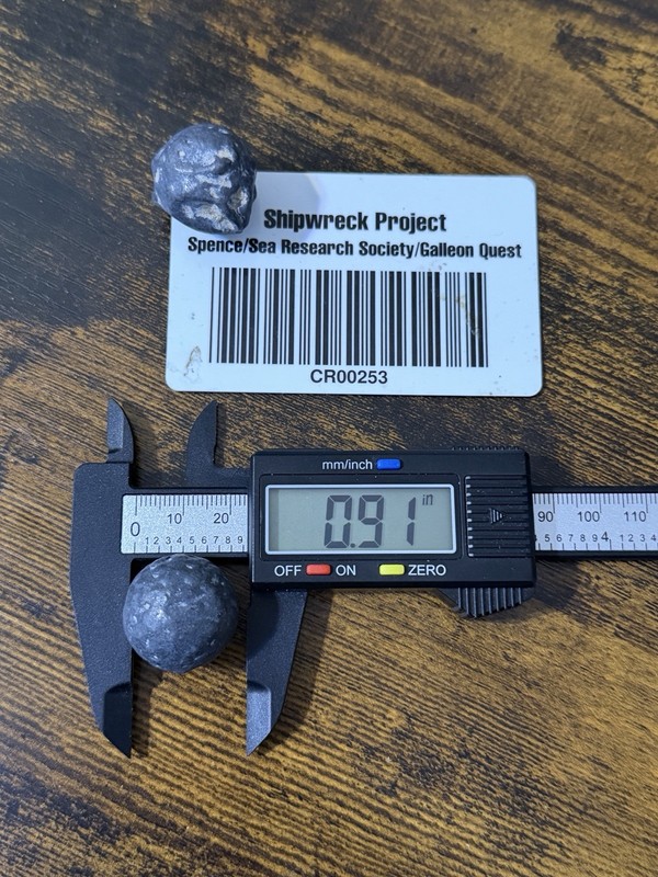 1700’s  Cape Romain Lg MUSKET BALL  Pair SHIPWRECK Find Permit Tag  Cr00253