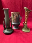 Lot of 3 Roseville Pottery Vases Chipped Snowberry, Moss, Bleeding Heart "AS IS"