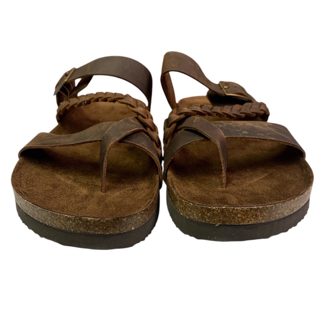 SAOLA Sandali donna suola montagna taglia 8 intrecciati pelle marrone slip on estate spiaggia