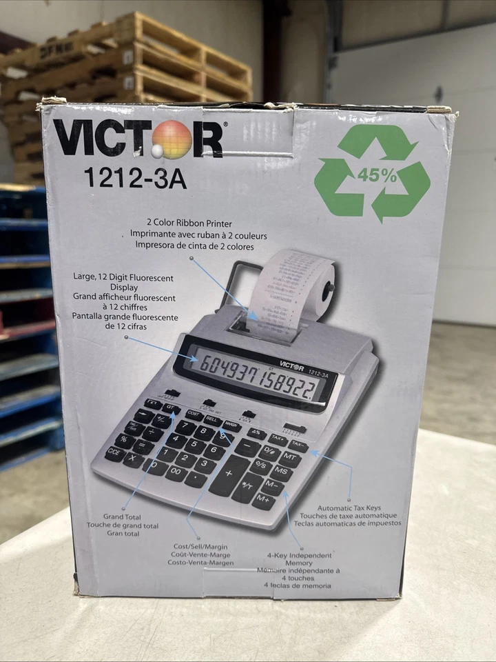 Victor 1212-3A 抗菌打印计算器 蓝色/红色 打印 — 第 3/4 张图片