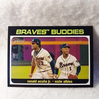 2020 Topps Heritage High Number Combo Cards Ronald Acuña Jr/Ozzie Albies Card