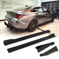 Side Skirt Extension Kit + Rear Bumper Lip Splitter Spoiler For Hyundai Elantra