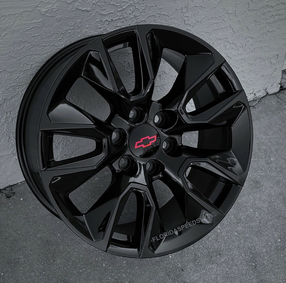 GLOSS BLACK RST CHEVY SILVERADO 1500/TAHOE WHEELS SET 20x9