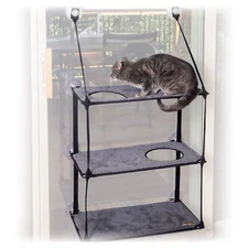 K&H Pet Products EZ Mount Window Kitty Sill Triple Stack Gray 12 X 23 Inches