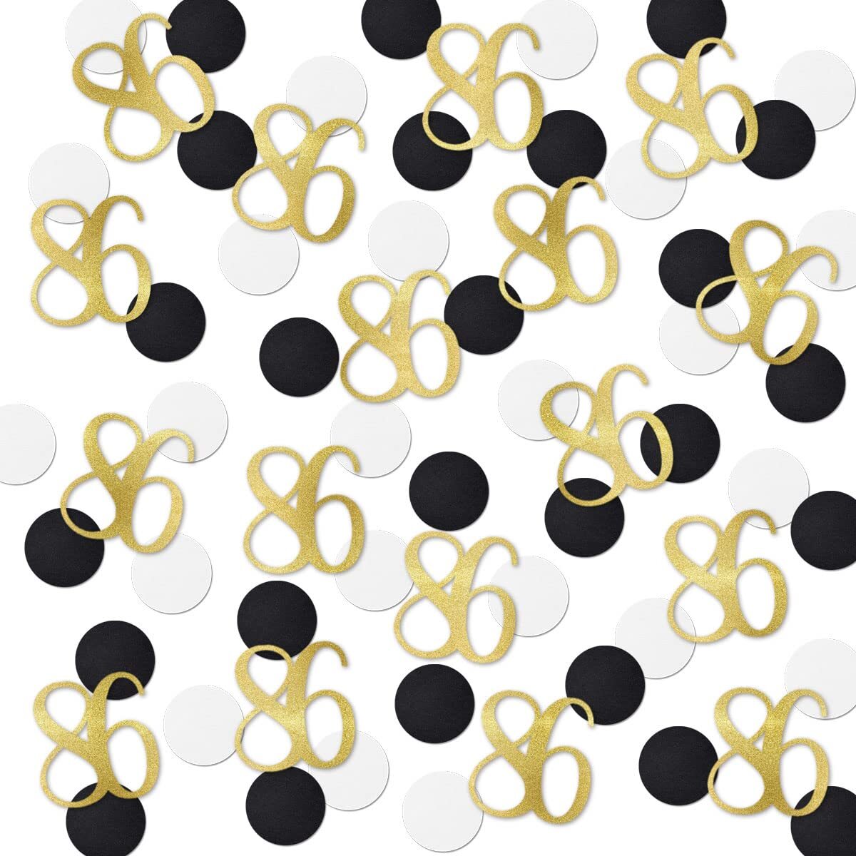 200pcs Gold Glitter 86 Confetti 86th Birthday Number Anniversary Party Decor