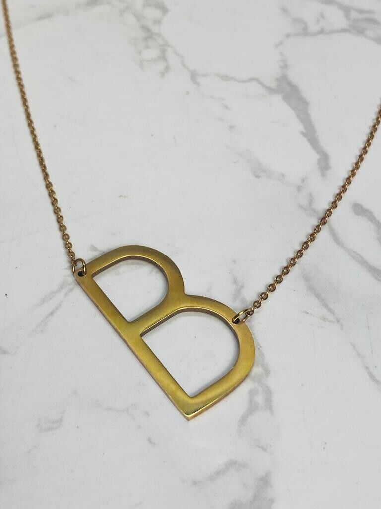 18k Gold Plated Chain Initial B Necklace - image 4