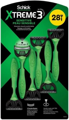 AiWaWa CA, Schick Xtreme3 Sensitive Skin Disposable Razors, 28