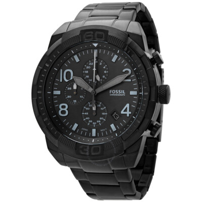 Herrenuhr Fossil Bronson FS5712 Chrono Stahl Schwarz Oversize 50mm XL NEU