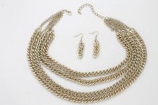 Women Gold Metal Chunky Thick Chain Links Strands Fashion Jewelry Set Necklace