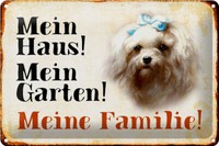 Blechschild Malteser 30X20 Cm Mein Haus Mein Garten Familie Deko Schild Tin Sign