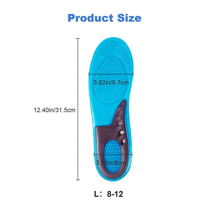 Men Women Silicone Gel Insoles Arch Support Plantar Fasciitis Sneaker Insoles