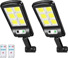 2X FARO LAMPIONE FARETTO SENSORE 120 LED stradale pannello solare fotovoltaico