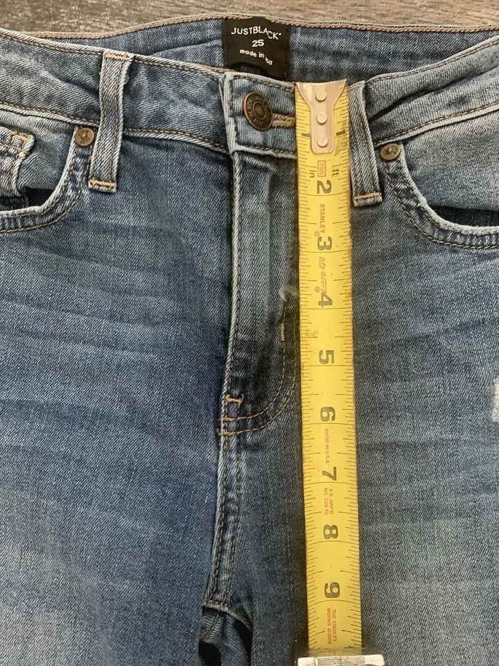 Just Black Denim Jeans Size 25 Women’s High Waisted Raw Hem - Image 2 of 4