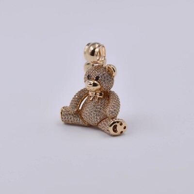 2.45Ct Lab Created Diamond Round TEDDY BEAR Pendant 14k Rose Gold Plated