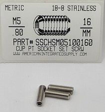 M5-.80X16MM HEX SOCKET SET SCREWS CUP POINT A2 STAINLESS STEEL (15)