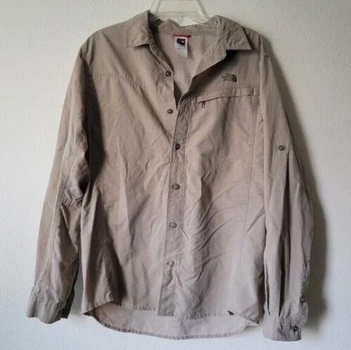 The North Face Men's Khaki Button Up Hiking Fishing Long Sleeve Shirt Vented - Photo 1/8
