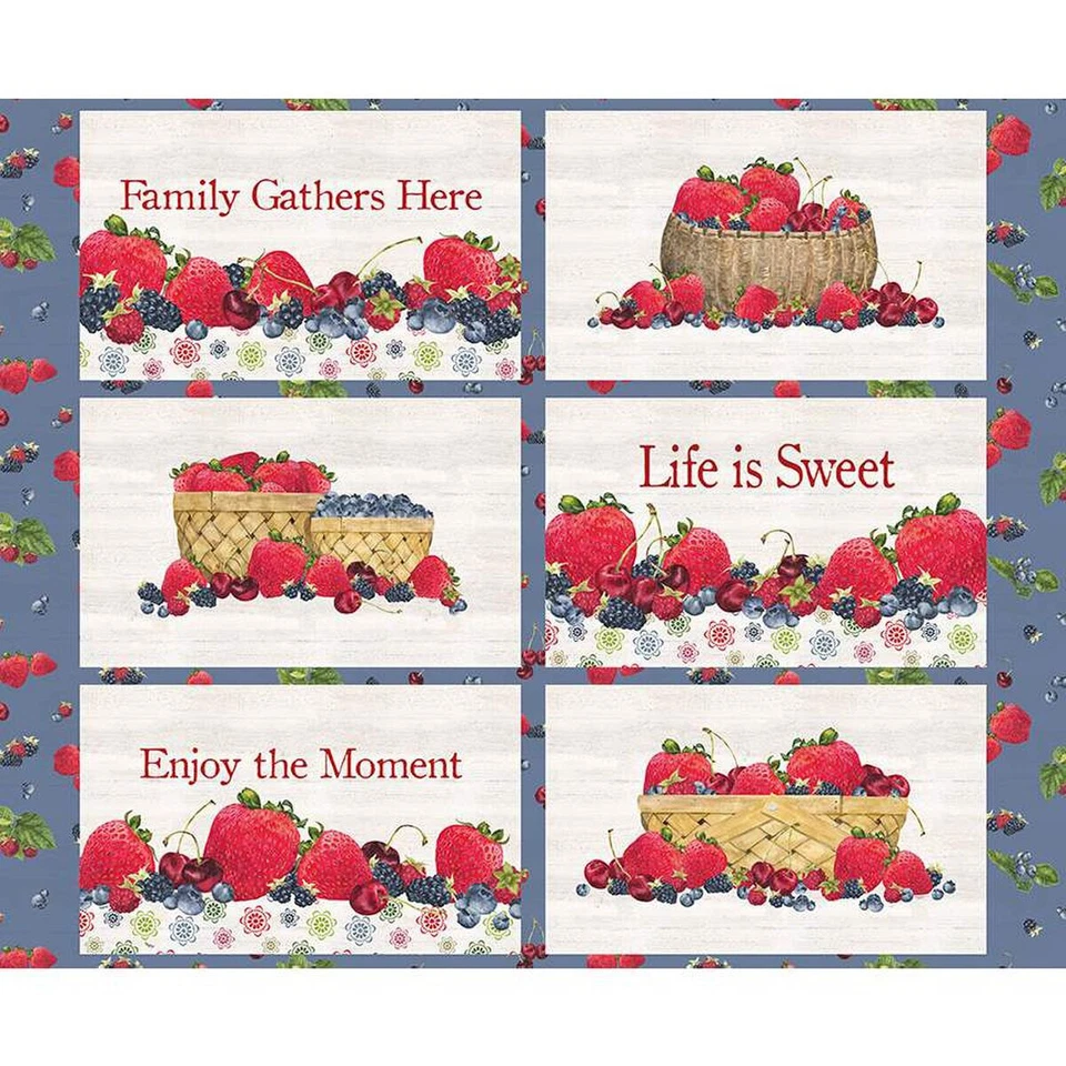 Monthly Placemats Fabric 36" Panel June Strawberry Cotton Riley Blake By Yard