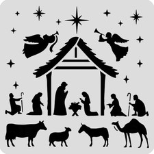 6"x6" Clear Plastic Stencil - Nativity Scene SN188   