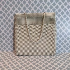Vintage Whiting And Davis Alumesh Mesh Small Handbag White Purse 50s Evening