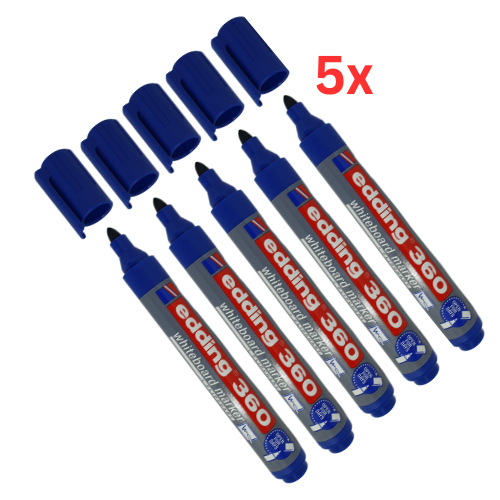 Whiteboard Marker Edding 360 Blau 5 StüCk 1,5-3Mm Rundspitze Folienstift Stift-image