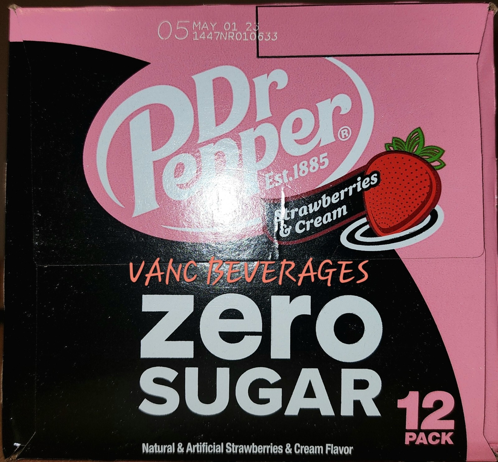 Dr Pepper Strawberries & Cream ZERO. WOW. FULL CASE(12x12oz) Free SHIP