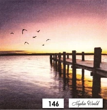 (146) TWO Paper LUNCHEON Decoupage Art Craft Napkins - PIER LAKE SOUND SUNSET