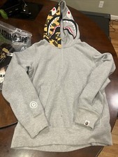 bape shark Half Zip Pullover Hoodie Gray